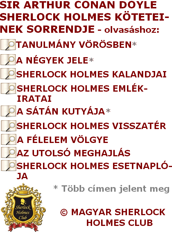 Sherlock Holmes történetek olvasásai sorrendje